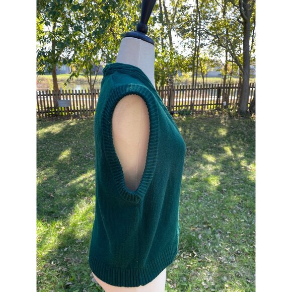 Cardigan Vest Size XL Green Cable Knit Sleeveless 100% Acrylic  K & M Collectio - Picture 6 of 7